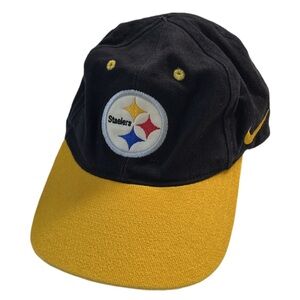 90s NIKE NFL pro line steelers black yellow embroidered curved brim cap, O/S.